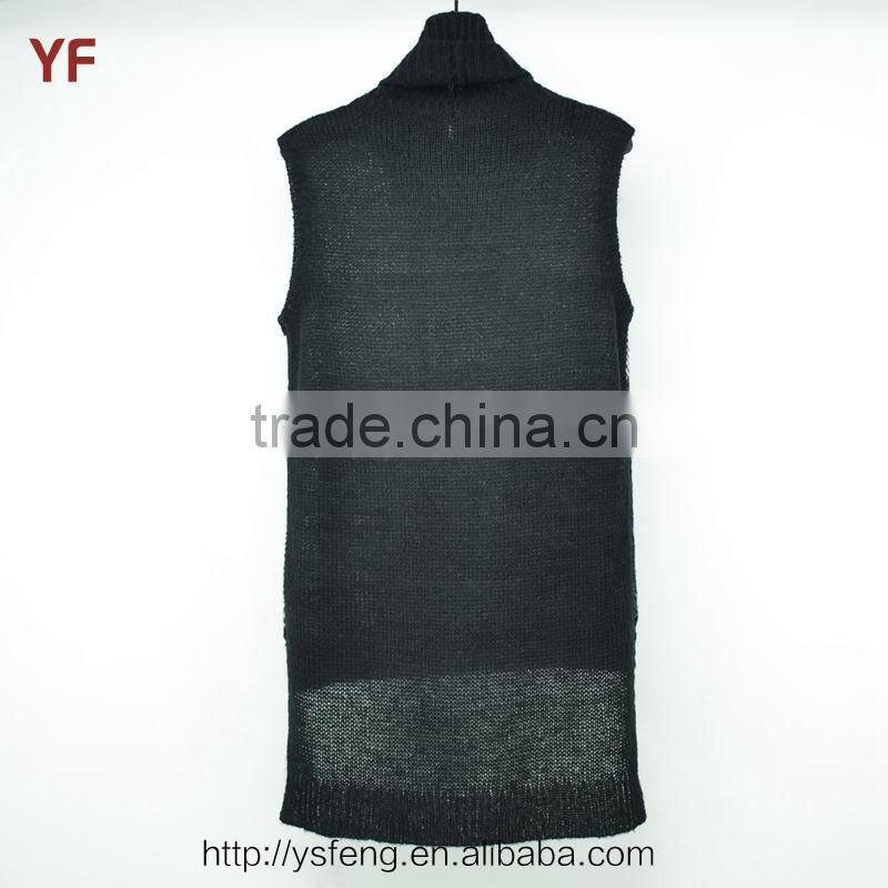 Fashion Short Front Back Long Sleeveless Winter Sweater Dress For Women