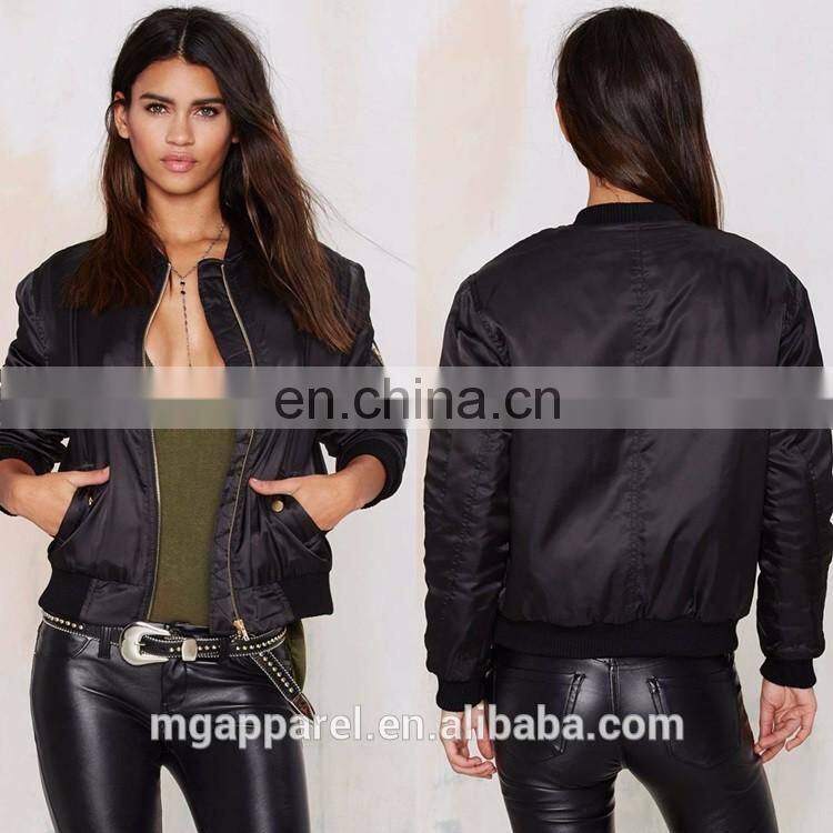 Wholesale fashion satin bomber jacket custom bomber jacket woman 2016