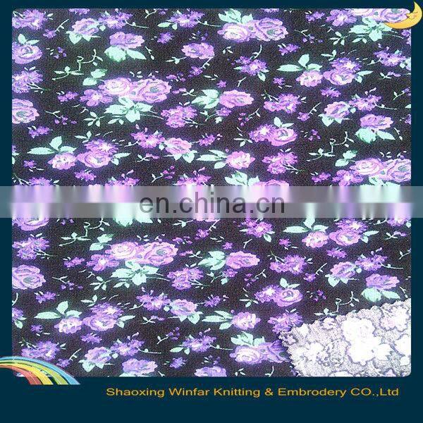 30S polyester spandex single jersey knitting fabric digital printed for garment