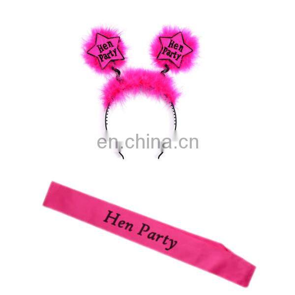 2 pcs bachelorette party kit pink hen party sash and headband bridal shower party decoration
