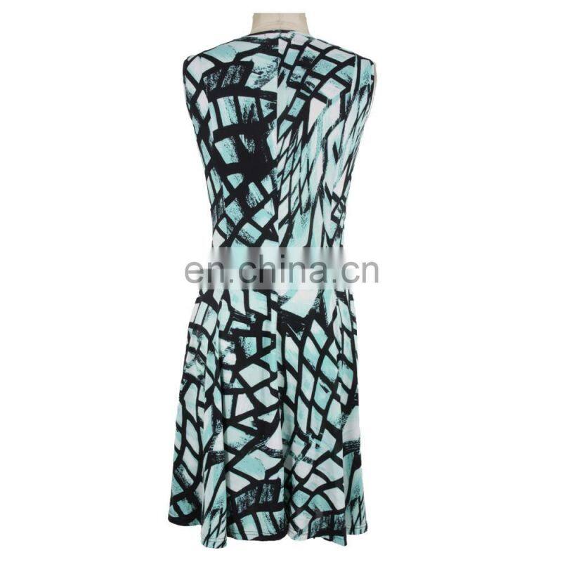 Abstract Print Milky FDY Fabric Old Women Dress Women Wear