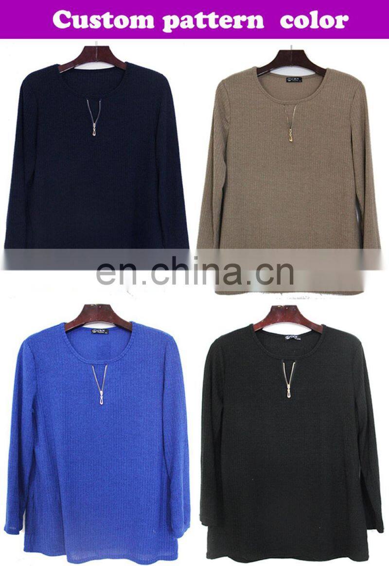 2017 Autumn fashion women wear korean blouse with zipper at neck