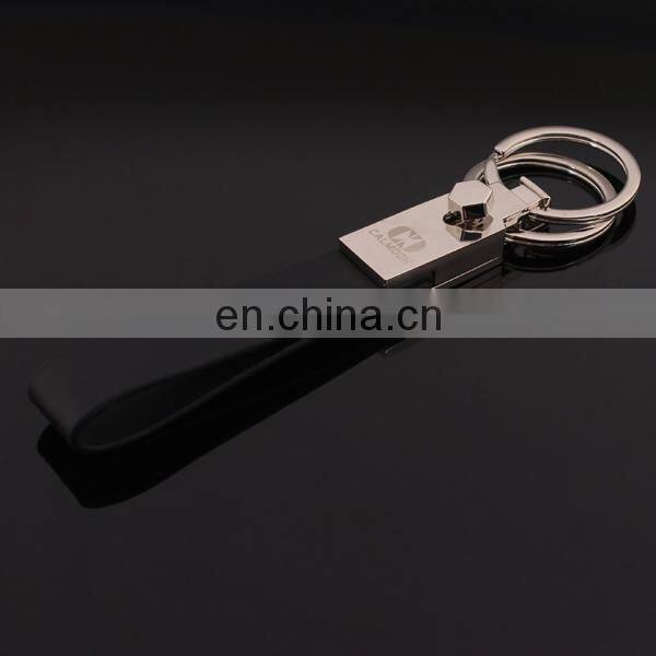 double ring leather keychain laser pointer keychain