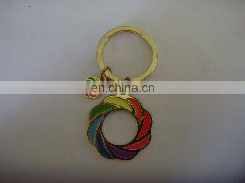 promotion round metal keychain embossed enamel