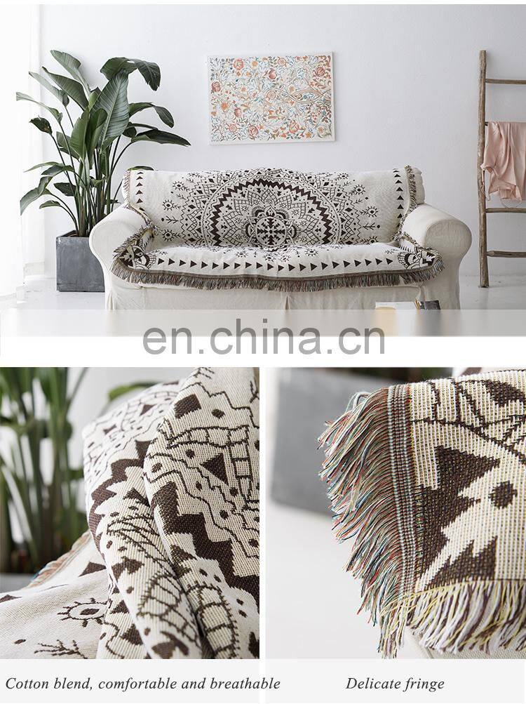 RAWHOUSE woven boho geometric rug jacquard mandala tapestry throw blanket