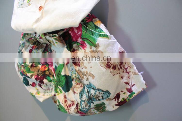 Girl Summer Boutique Outfit Kids sleeveless Tops + Flower Print Shorts 2pcs Set