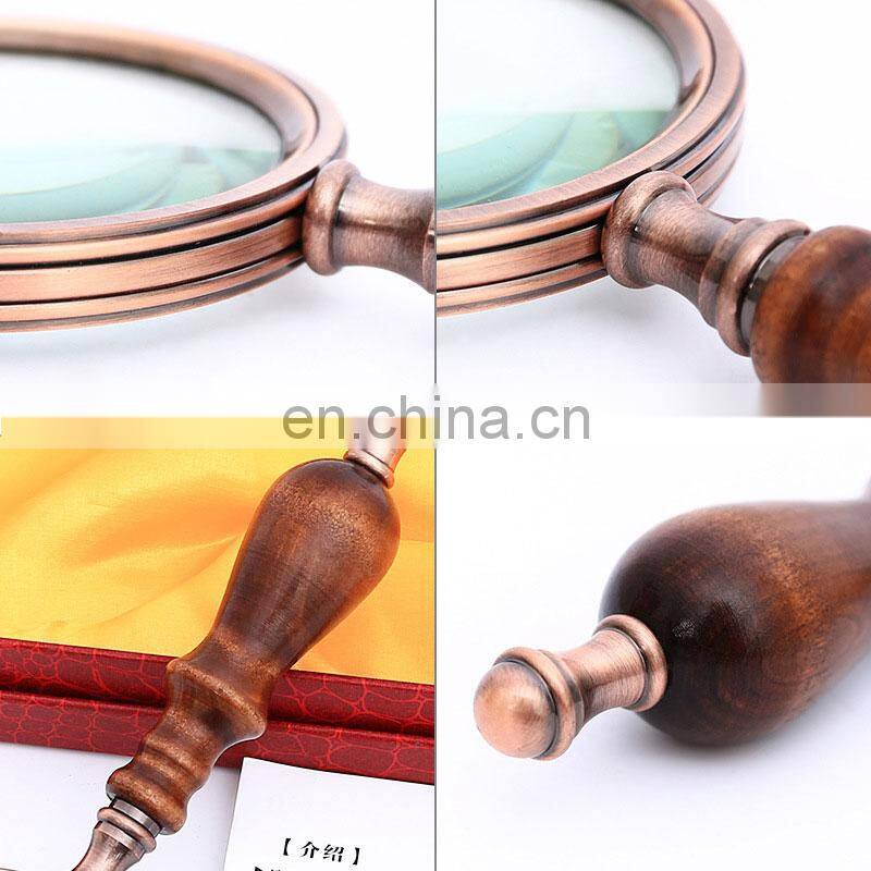10 Times Wood Handle Reading Magnifying Glass Optical Glass Magnifier