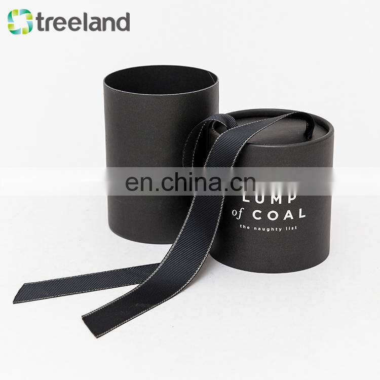 Custom Round Black Paper Cardboard Tube Luxury Gift Box For Packaging