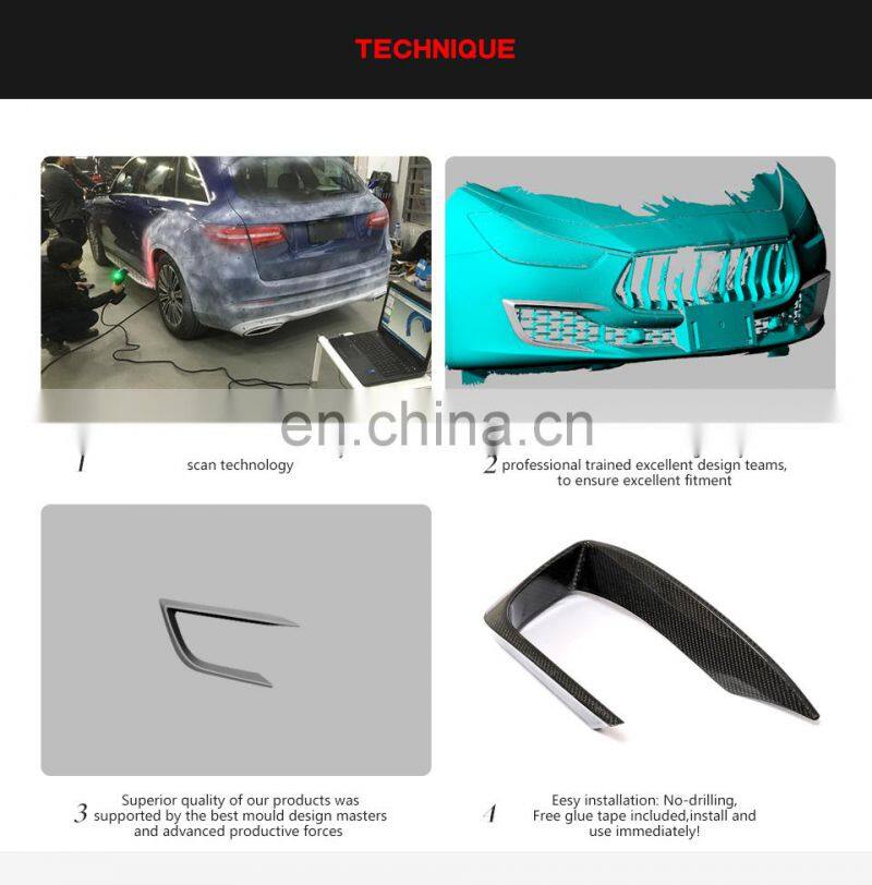 Carbon Fibre Front Bumper Fins Canards for Maserati Ghibli 2018