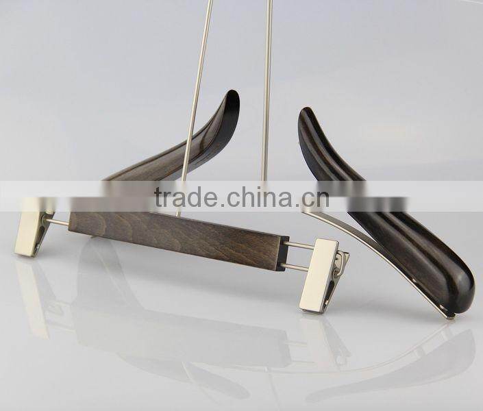 2016 new fashion long hook wooden hanger and pants hanger for luxury clothes
