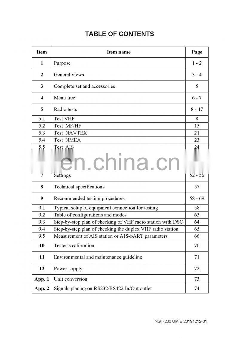 Marine electronics maritime navigation communication NGT-200 VHF DSC AIS MOB SART EPIRB PLB MF HF RADIO DSC NAVTEX GMDSS tester