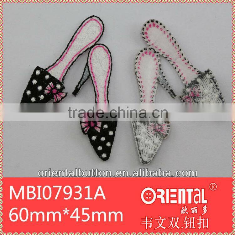 Fashion Embroidery Patches with lady's high-heeled shoes pattern for garments