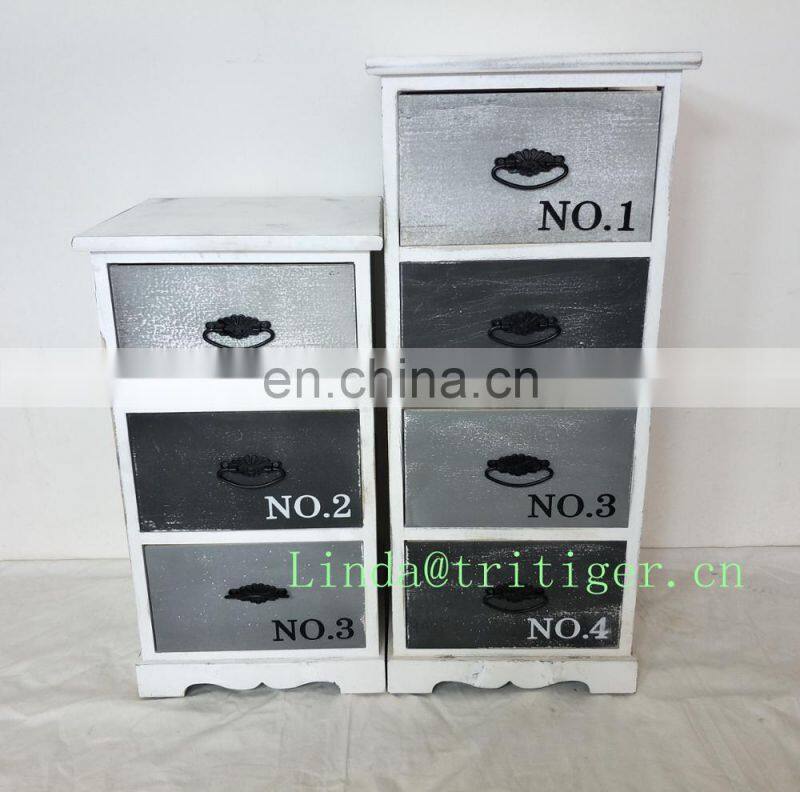 Factory wholesale solid paulownia MDF wood chest with wicker drawer storage cabinet