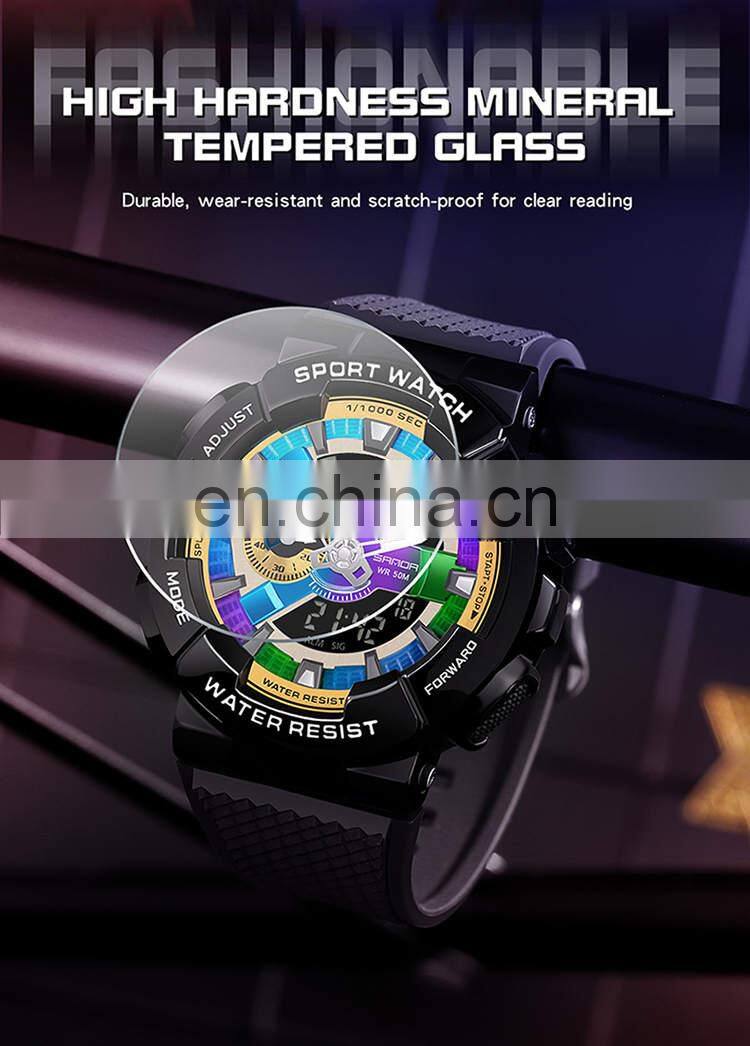 SANDA 9004 Hot Sale High-grade Men Watch Multifunctional Mirage Digital Wristwatch logo watch