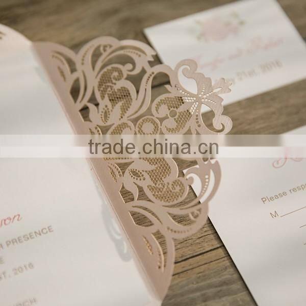 2016 Hot Sale Laser Cut Europe Customize Wedding Invitation Card