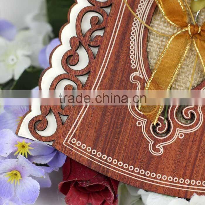 Wholesale Newest Luxury Laser Cut 2016 Wedding Cards with Gold Ribbon