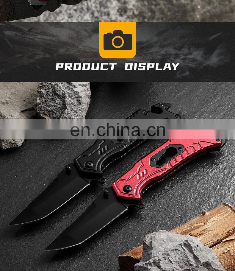 New Outdoor Survival Folding Knife Camping Self-defense Knife With Belt Clamp Grindstone Window Breaker Multi-functional Tool