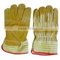 yellow industrial safety cow split leather work