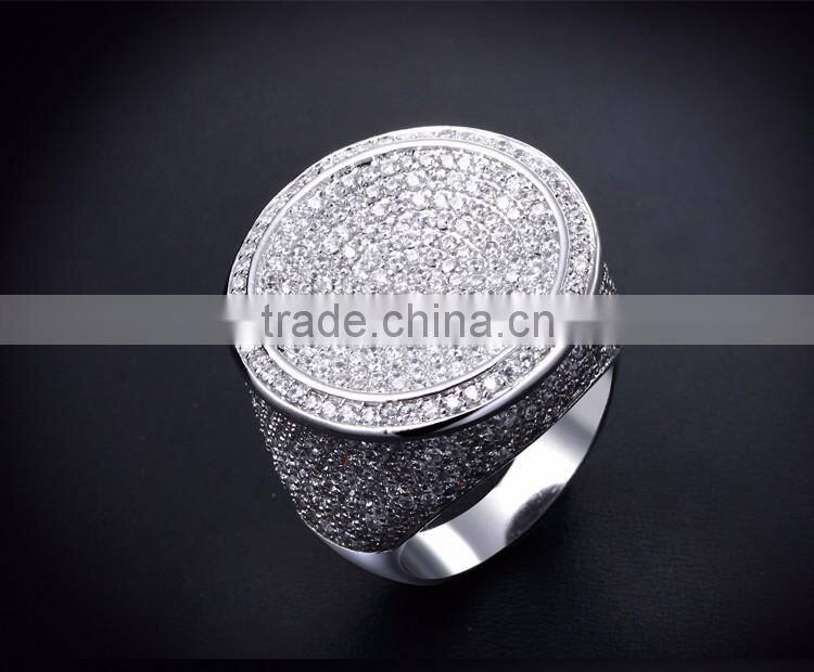Round Shape CZ Micro Pave Setting Wedding for Bride Very Big Deluxe Statement Ring