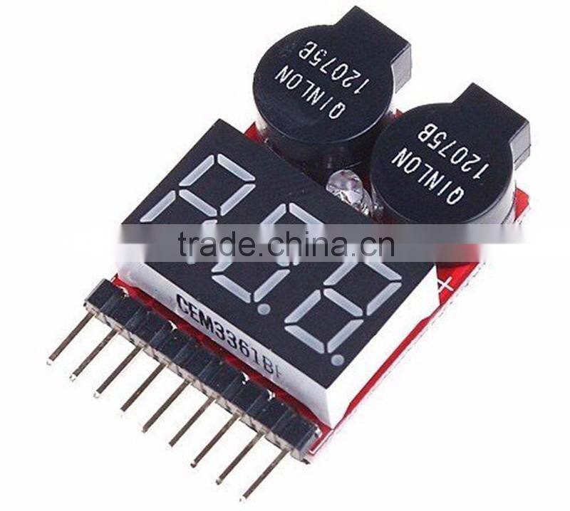 Low Voltage Lipo/Li-ion/Fe Battery Voltage 2IN1 Tester Buzzer Alarm 1-8S