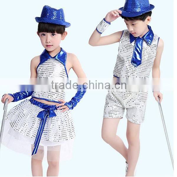 In stock girls and boys sequined jazz dance costume Modern dance costume modern dance costumes