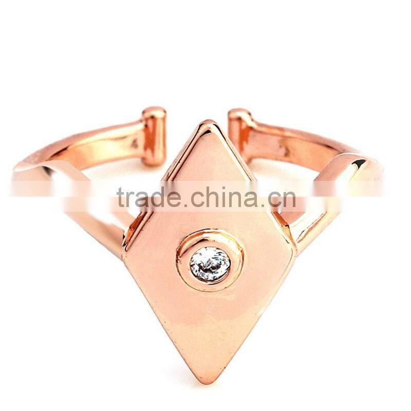 Simple Gold Jewelry Designs Wholesale Rhombic Adjustable Rhinestone Rings