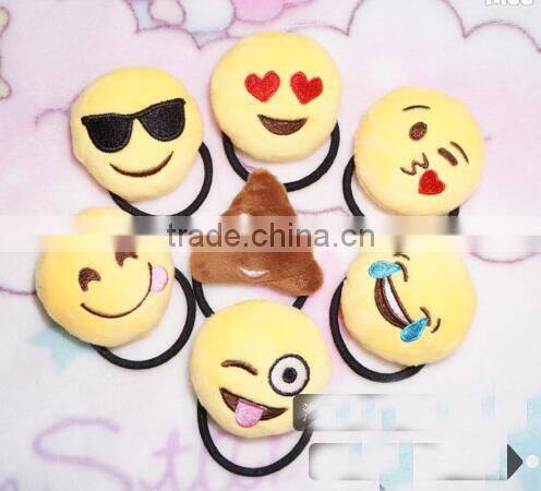 emoji elastic tie hair/emoji Endearing hair bands elastic ribbon for hair ties