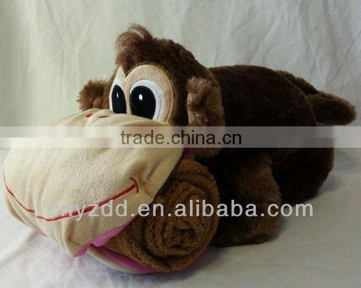 Monkey Stuffed Plush Toy with Blanket in Mouth