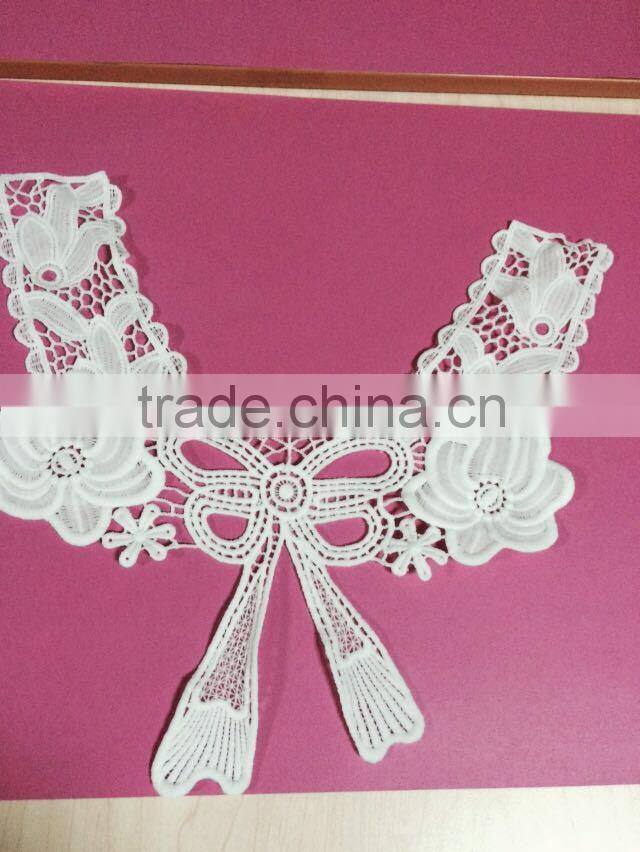 Embroidered Water Soluble Milk Fiber White Collar