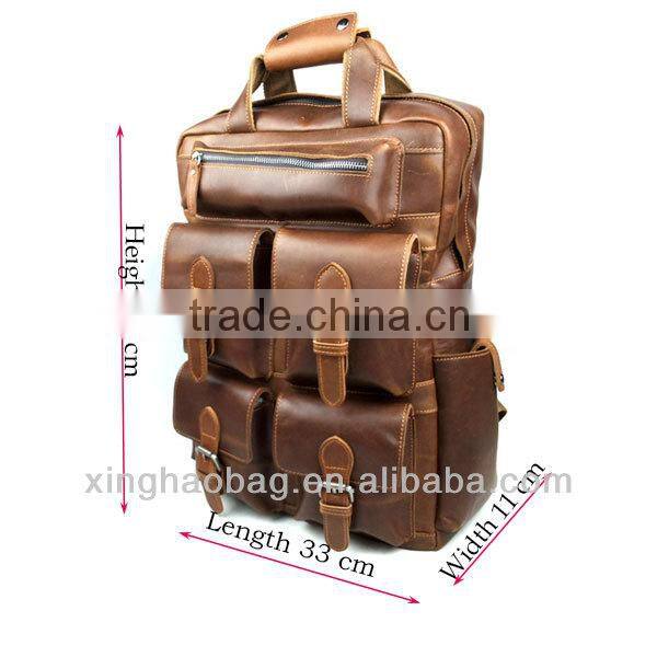 Men's leather camping and hiking backpack