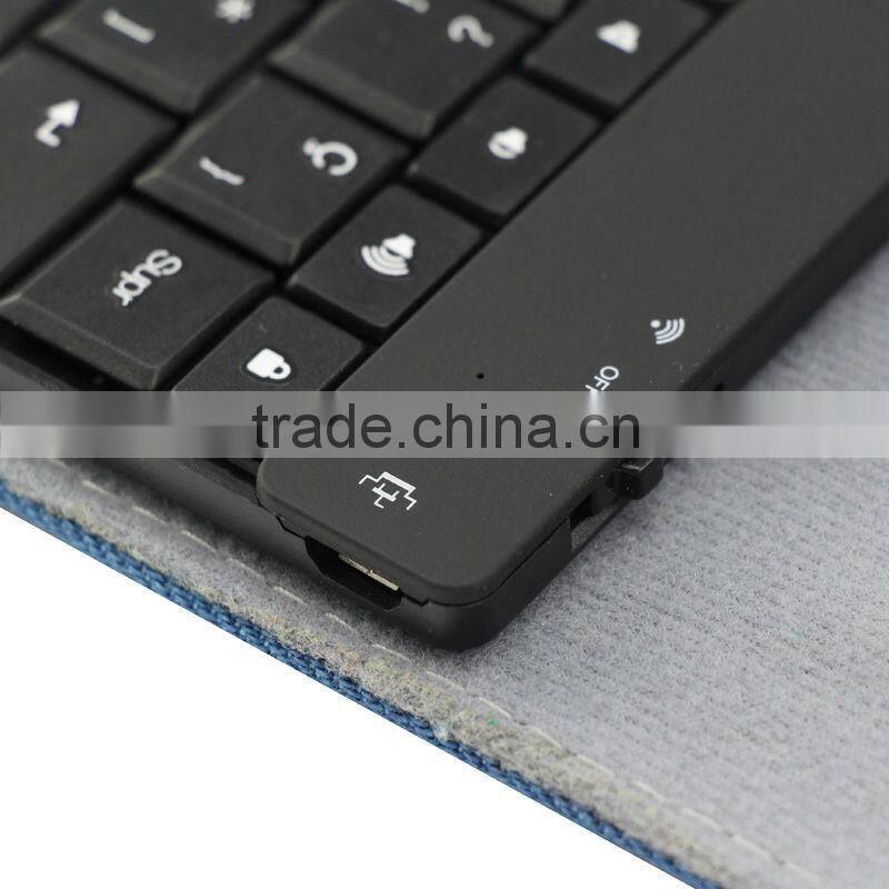 100% brand new jeans for i pad case with wireless bluetooth keyboard