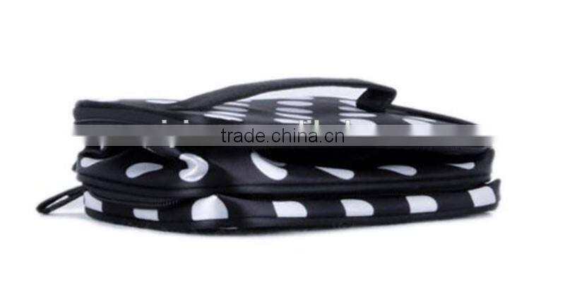 Fashion cosmetic bag double layer dot pattern travel toiletry bag organizer with mirror