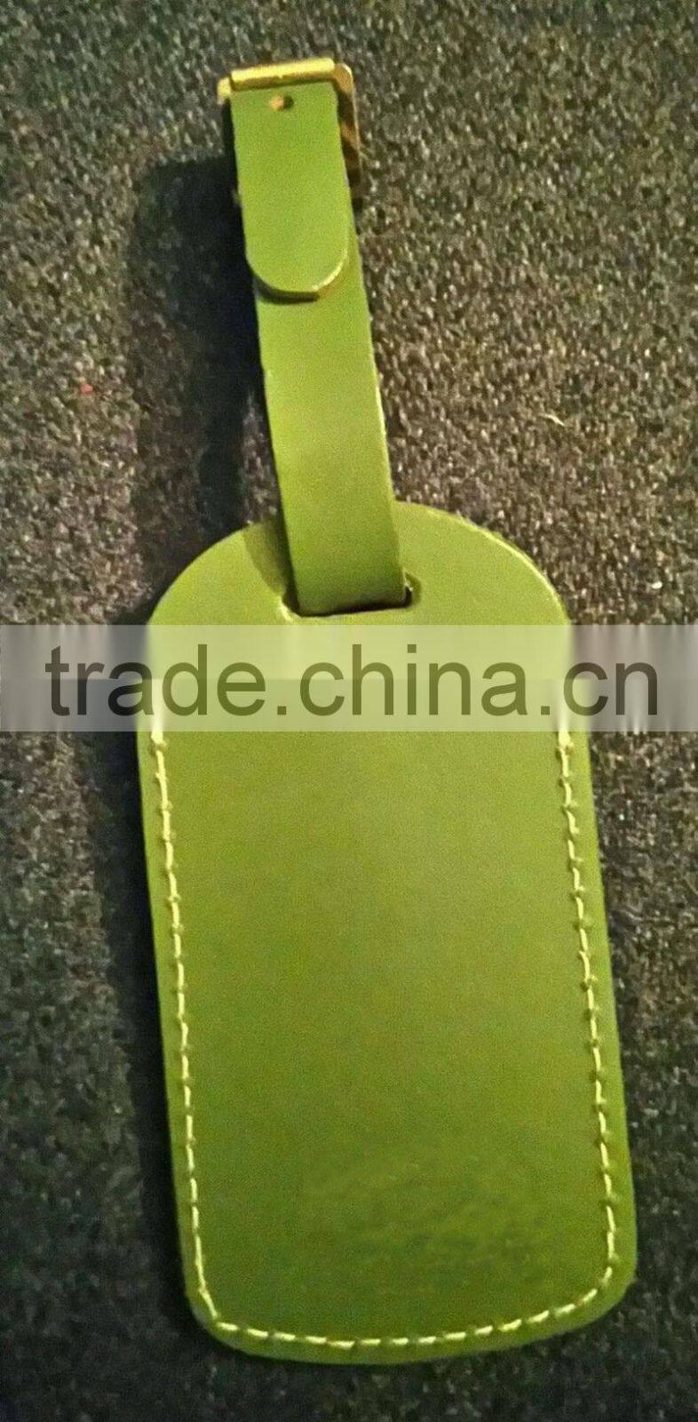 High Quality Bulk Recycled Leather Green Luggage Tag
