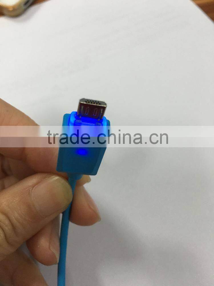 Bulk price For Samsung Fashion Smart Changing Light LED reversible USB Cable