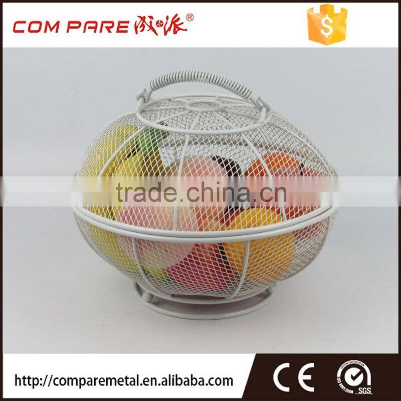 Iron Wire Apple Fruit Holder With 2 Baskets, Silver