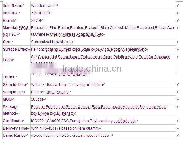 tabletop wood easel Factory direct