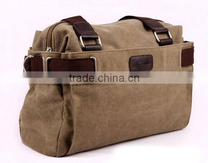 Top quality fashion mens canvas tote bag leather handle canvas bag men
