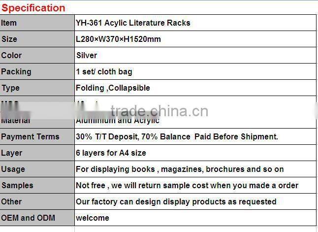 high quality magazines and newspapers rack plexiglass