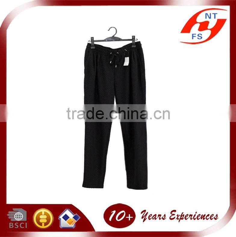 Custom fashion confortable latest Lady Cotton casual trousers lady long loose pants with belt