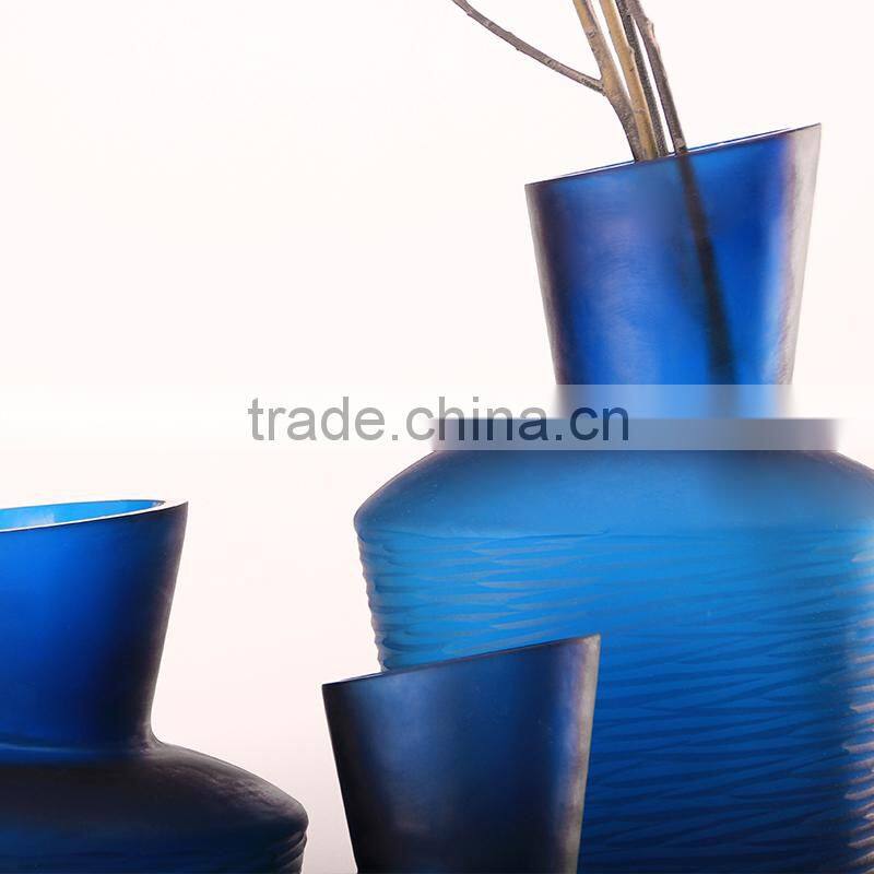 Promotion Modern Style glass vase Decor Cheap Blue