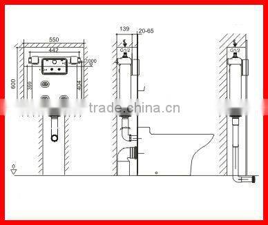 Concealed toilet cistern flush mechanism water tank for systems western wall toilet CH-7