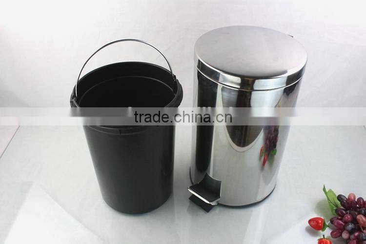 Kitchen stainless steel trash can/waste container with pedal/kitchen trash can