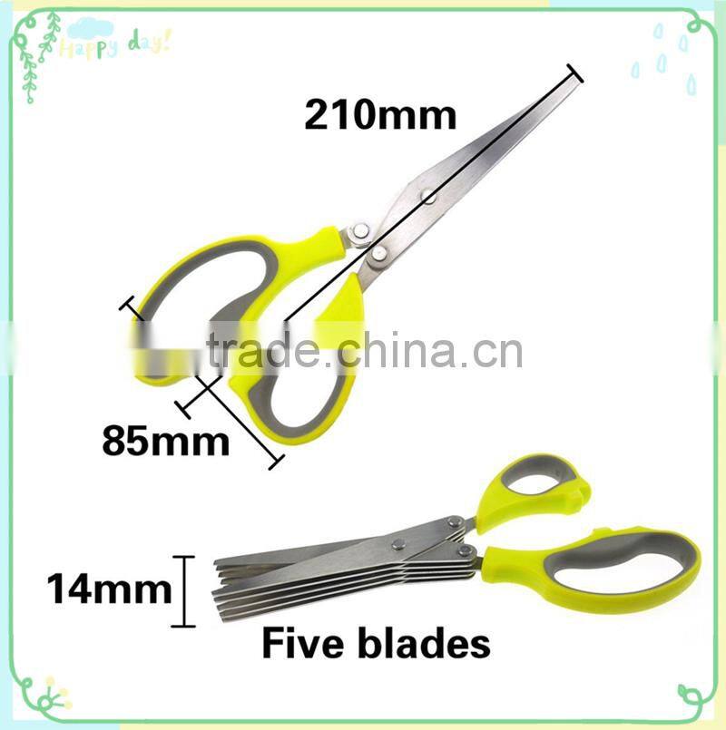Chop Herbs Shears with Anti-Slip Silicone Coated On The Handle Multipurpose Kitchen Shear 5 Blades