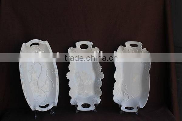 wholesale leaf design white porcelain dinner plate