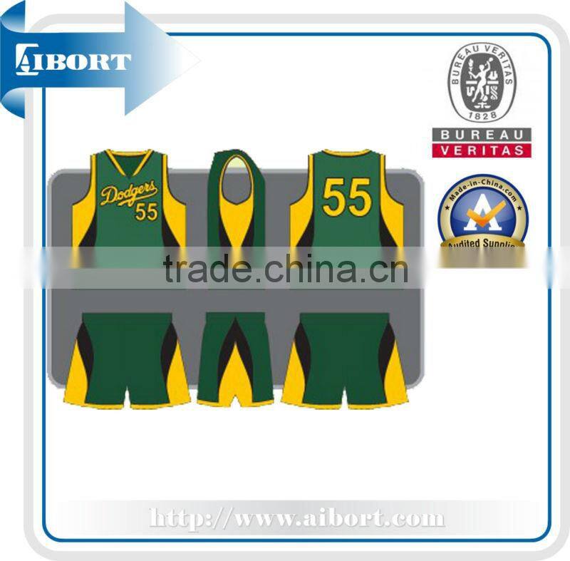 SUBBS-324 sublimation green basketball kits design