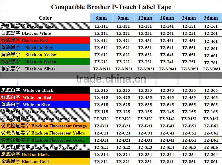 Label tape compatible brother p-touch printer black on clear TZ-121 TZ-131 TZ-141