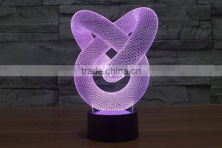 Mosunx Busines Night Light Optical 3D Chain Link Lighting Laser Cut Desk Lamp with USB port LED for children