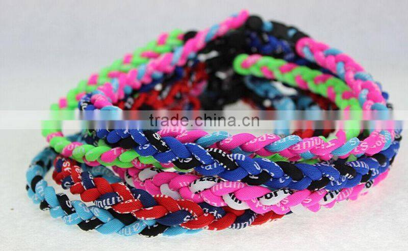 Power Triple Braided Ionic Titanium Balance Sport Baseball Necklace