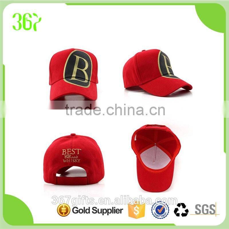 Promotional Red Unisex Six Panel Custom Adults Sports Baseball Cap