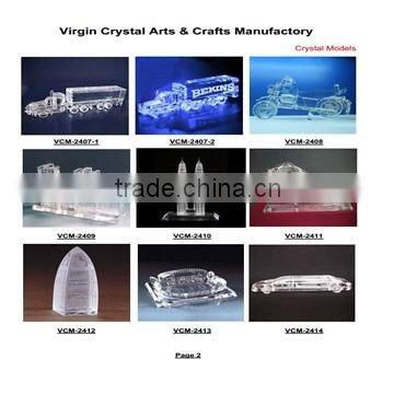 Crystal 3d modern model building with glass base /crystal model aircraft building models for office decorations